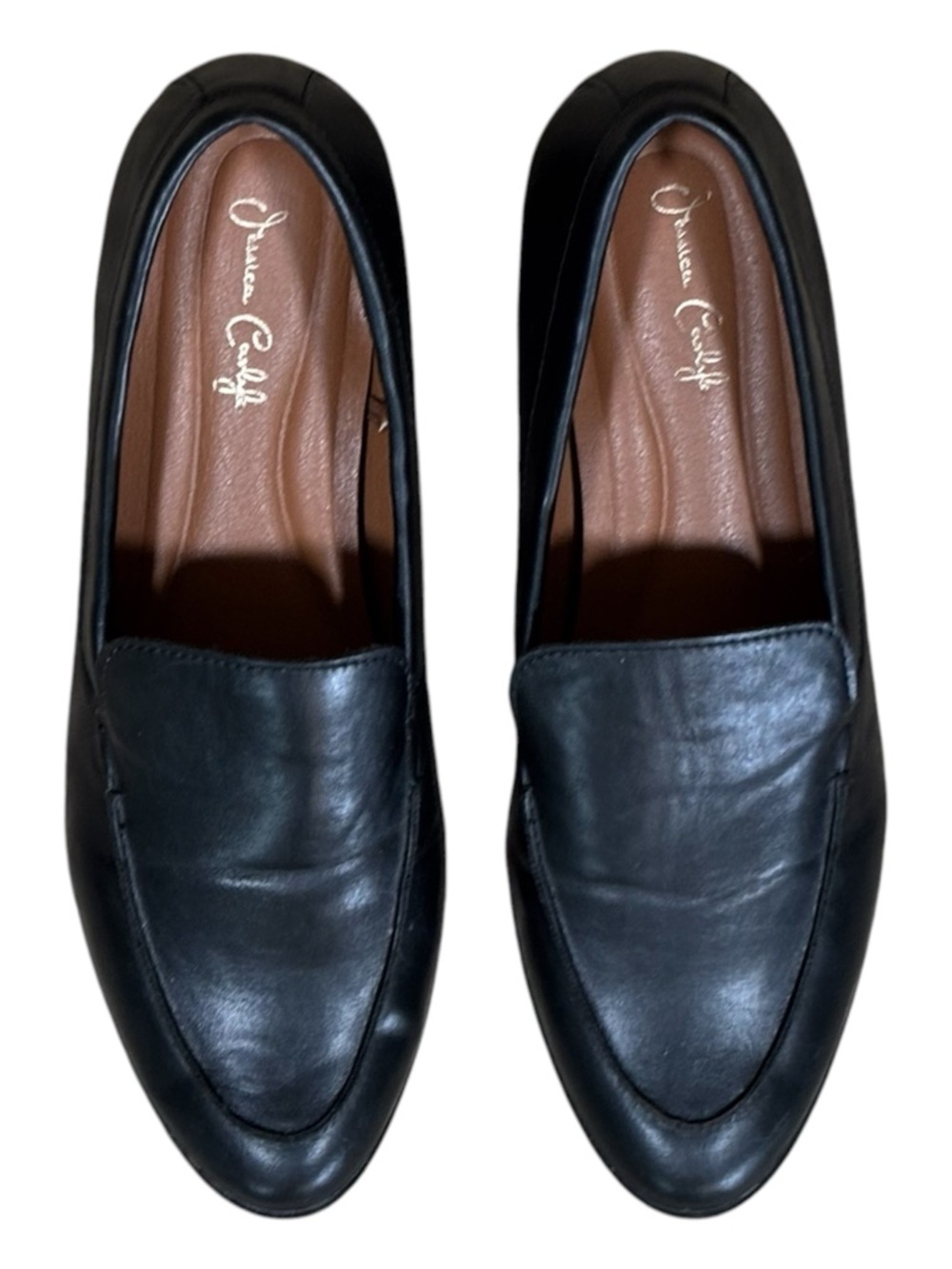 Women's Jessica Carlyle Black Flat Loafers Pointed Toe Comfort Cushion Size 9